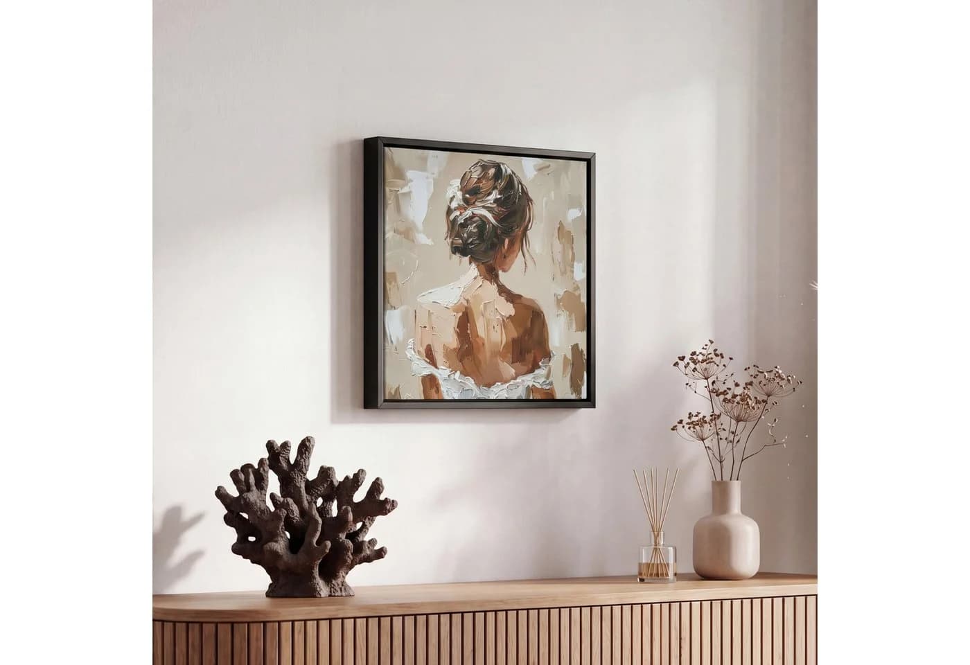 OneMillionCanvasses Leinwandbild mit Rahmen Beige Modern - Bild 5