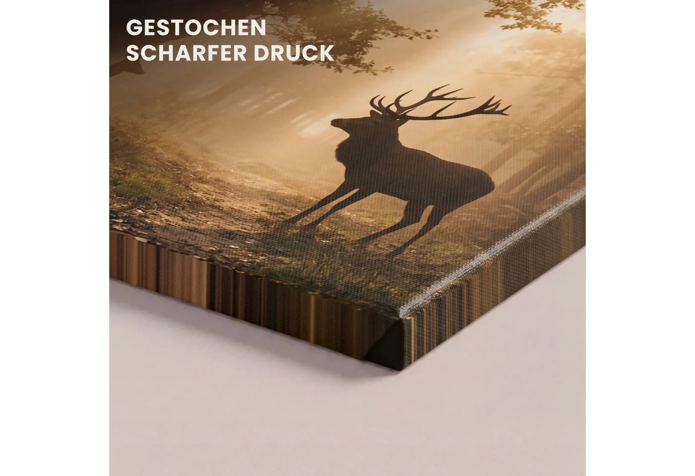 OneMillionCanvasses® Leinwandbild Hirsch Gold 20x20 cm - Bild 3