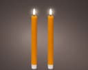 Lumineo LED-Kerze mit Timer 24,5cm Wachs 2er Set Orange Bild 1