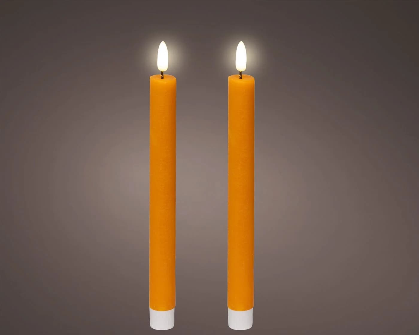 Lumineo LED-Kerze mit Timer 24,5cm Wachs 2er Set Orange