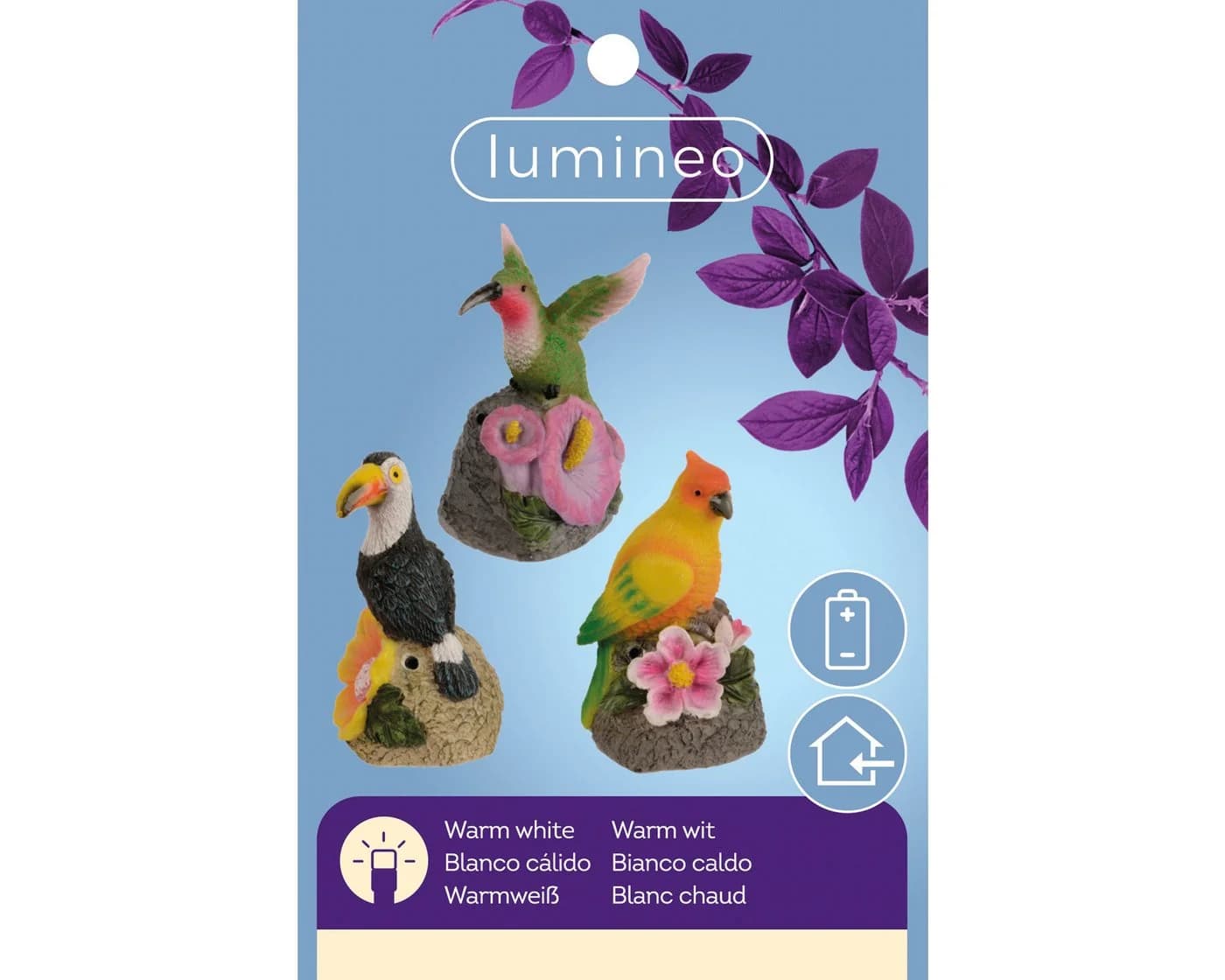 Lumineo Bewegungsmelder Dekofigur Vogel bunt