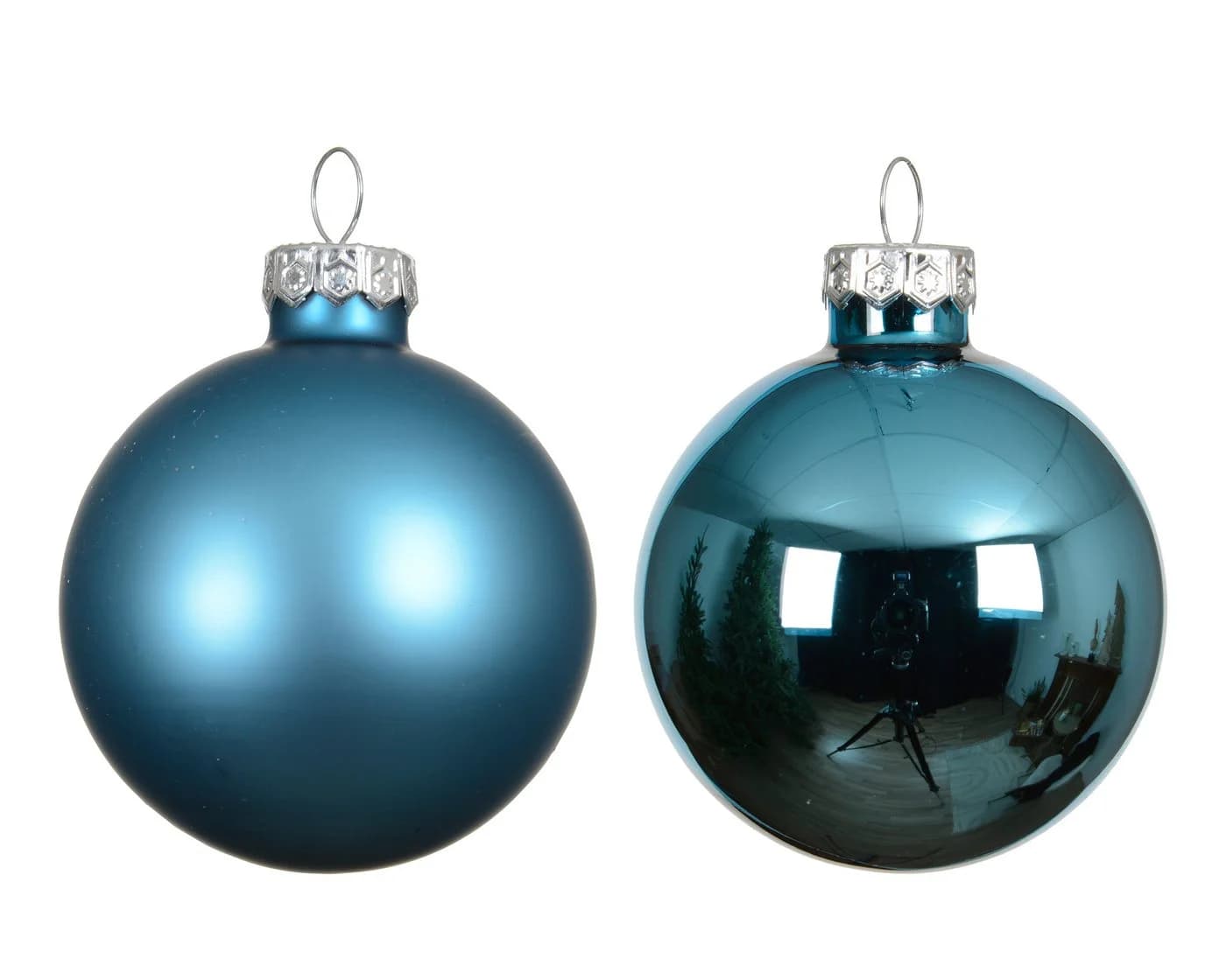 Kaemingk Weihnachtsbaumkugel Glas 8cm 6 Stück Blau/Türkis