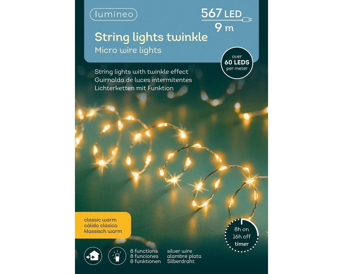 Lumineo LED-Lichterkette 567 LEDs 14m Silber Warmweiß Timer - Bild 2