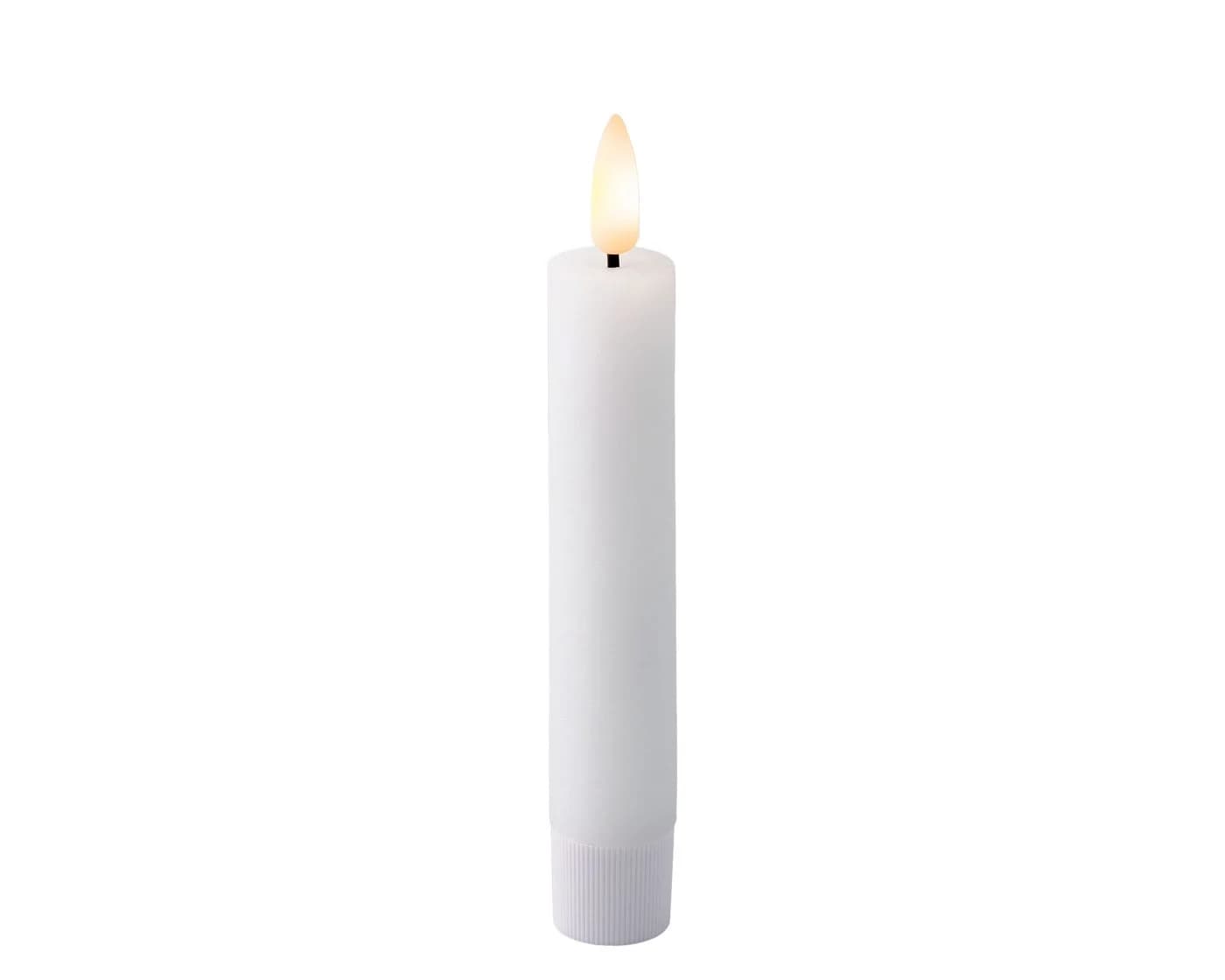 Lumineo LED-Kerze 14,5cm mit Timer, Wachs, Weiß