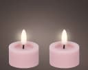 Lumineo LED Teelichter Wachs 2 Stück Rosa mit Timer Bild 1