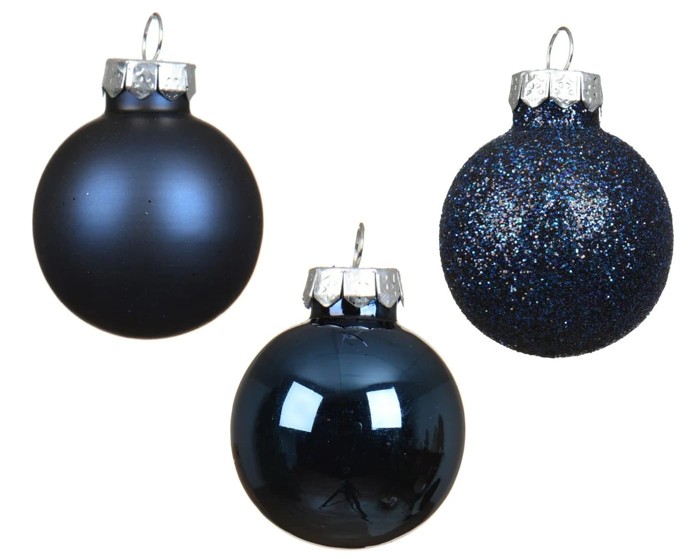 Kaemingk Weihnachtsbaumkugel 9er Set Glas 3cm Nachtblau Glanz Matt Glitzer