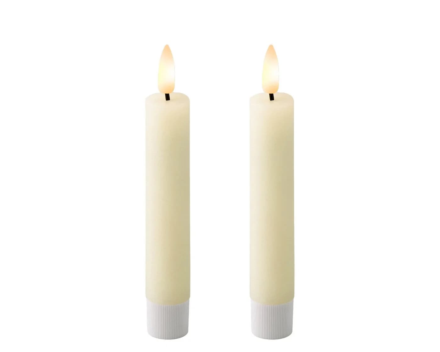 Lumineo LED-Echtwachskerze mit Timer, 14,5 cm, Creme, 2er Pack - Bild 2