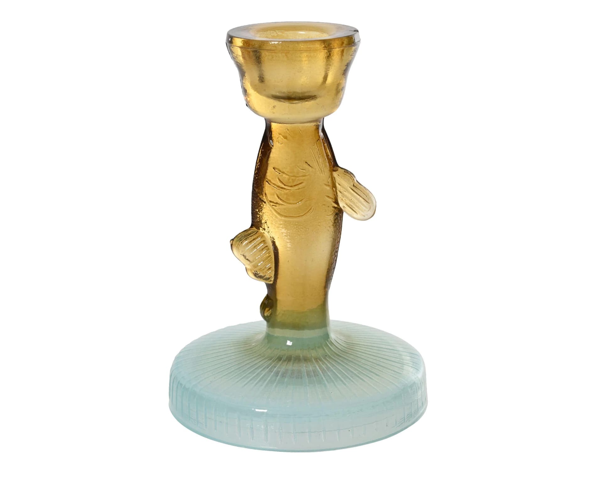 Kerzenhalter FISH Blau Glas