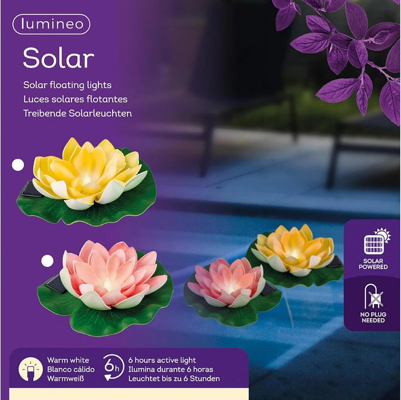 Lumineo LED Solarleuchte Solar Gartenleuchte Seerose Kunststoff - Bild 4