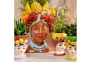 Decoris Blumentopf Frau mit Fruchthut Keramik Bunt Karibik Bild 1