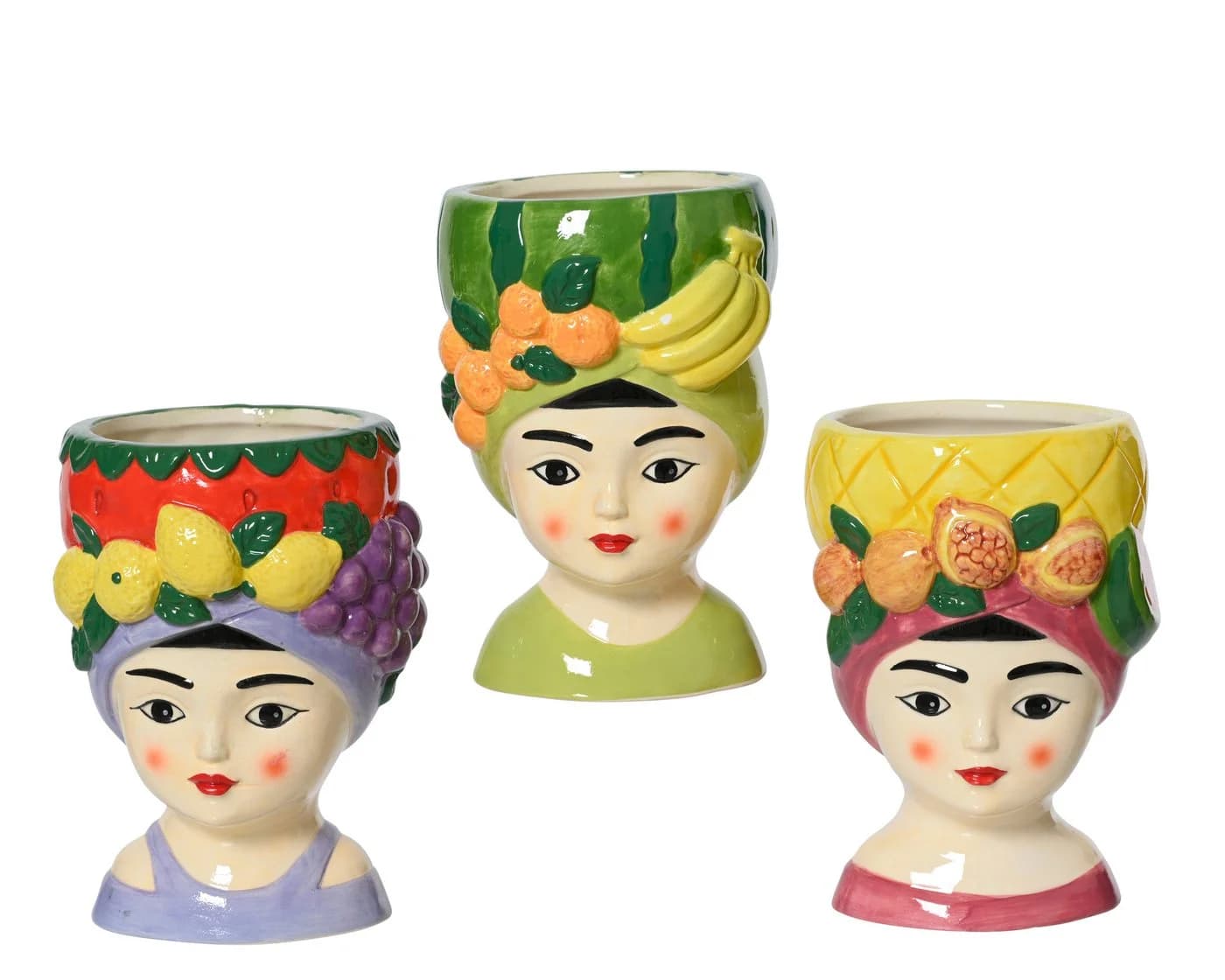 Decoris Blumentopf Frau mit Fruchthut Keramik Bunt Karibik - Bild 2