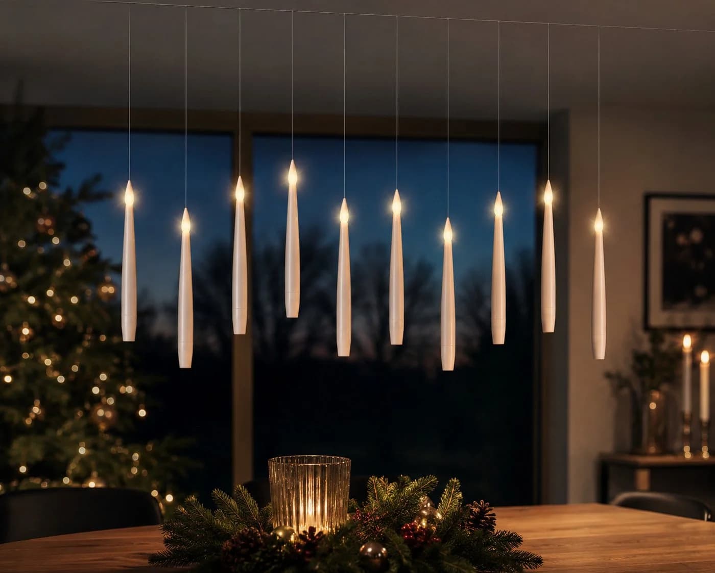 Lumineo LED-Christbaumkerzen Floating Candles Weiß 10 LED 15 cm warm weiß batteriebetrieben, Indoor, Schwebe-Effekt, mit Fernbedienung