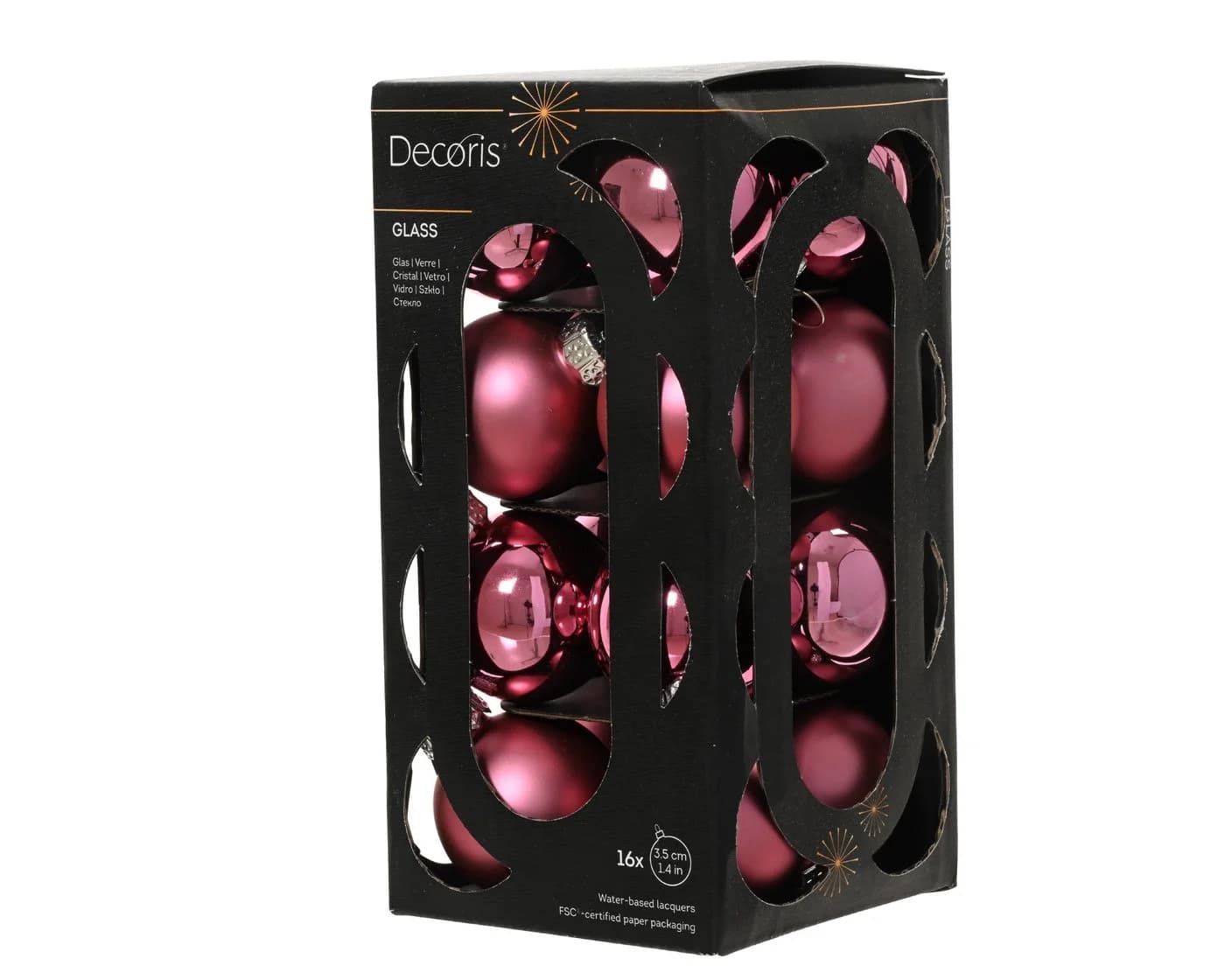 Kaemingk Weihnachtsbaumkugel 3,5cm 16 Stück Blütenrosa Glas