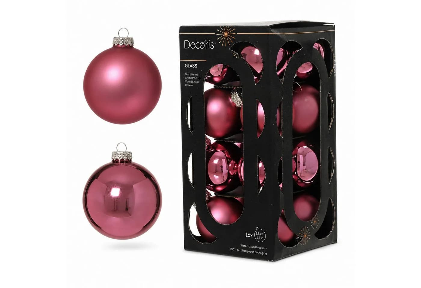 Kaemingk Weihnachtsbaumkugel 3,5cm 16 Stück Blütenrosa Glas - Bild 2