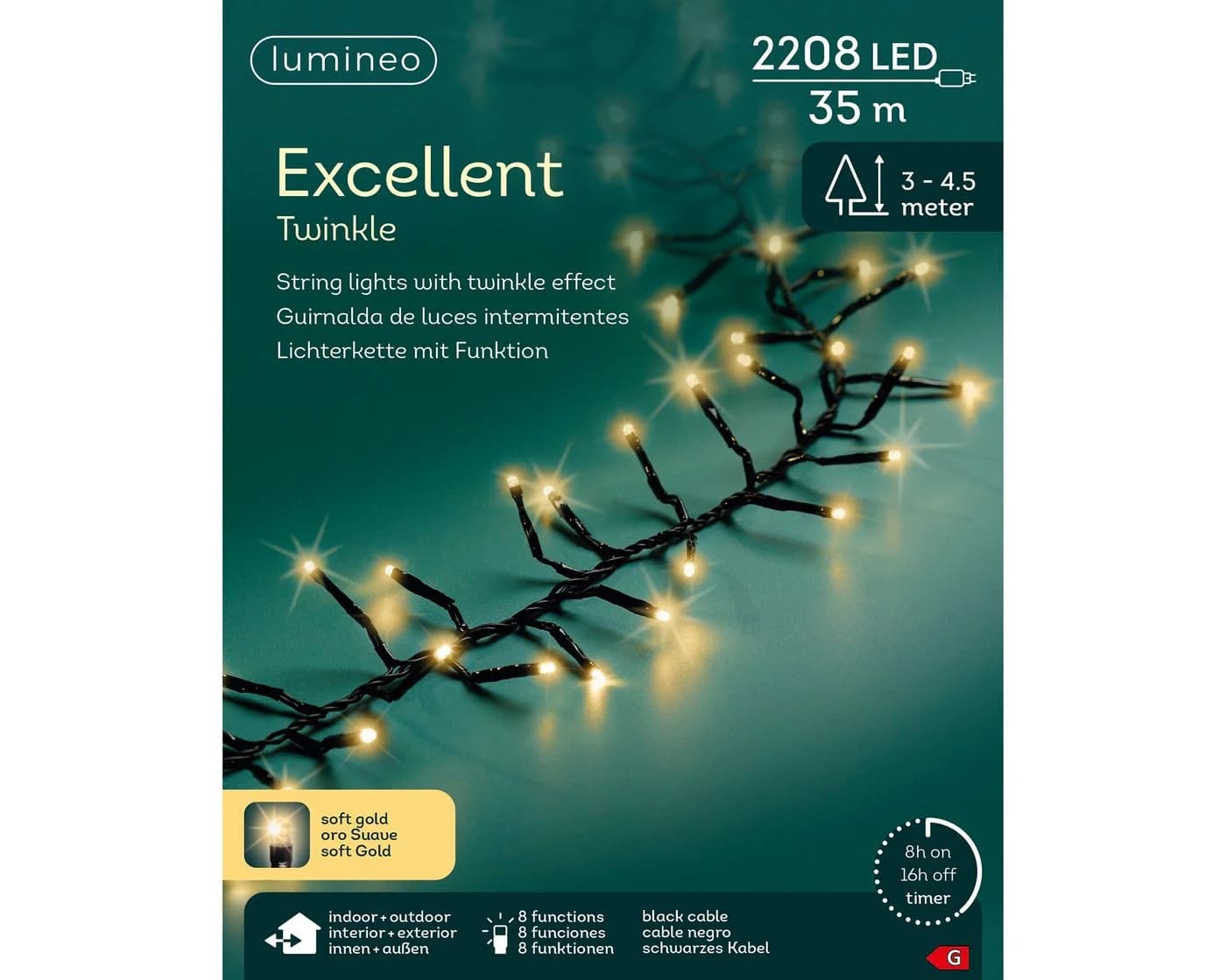 Lumineo LED-Lichterkette EXCELLENT TWINKLE 2.208 LED 35 m Soft Gold - Bild 2