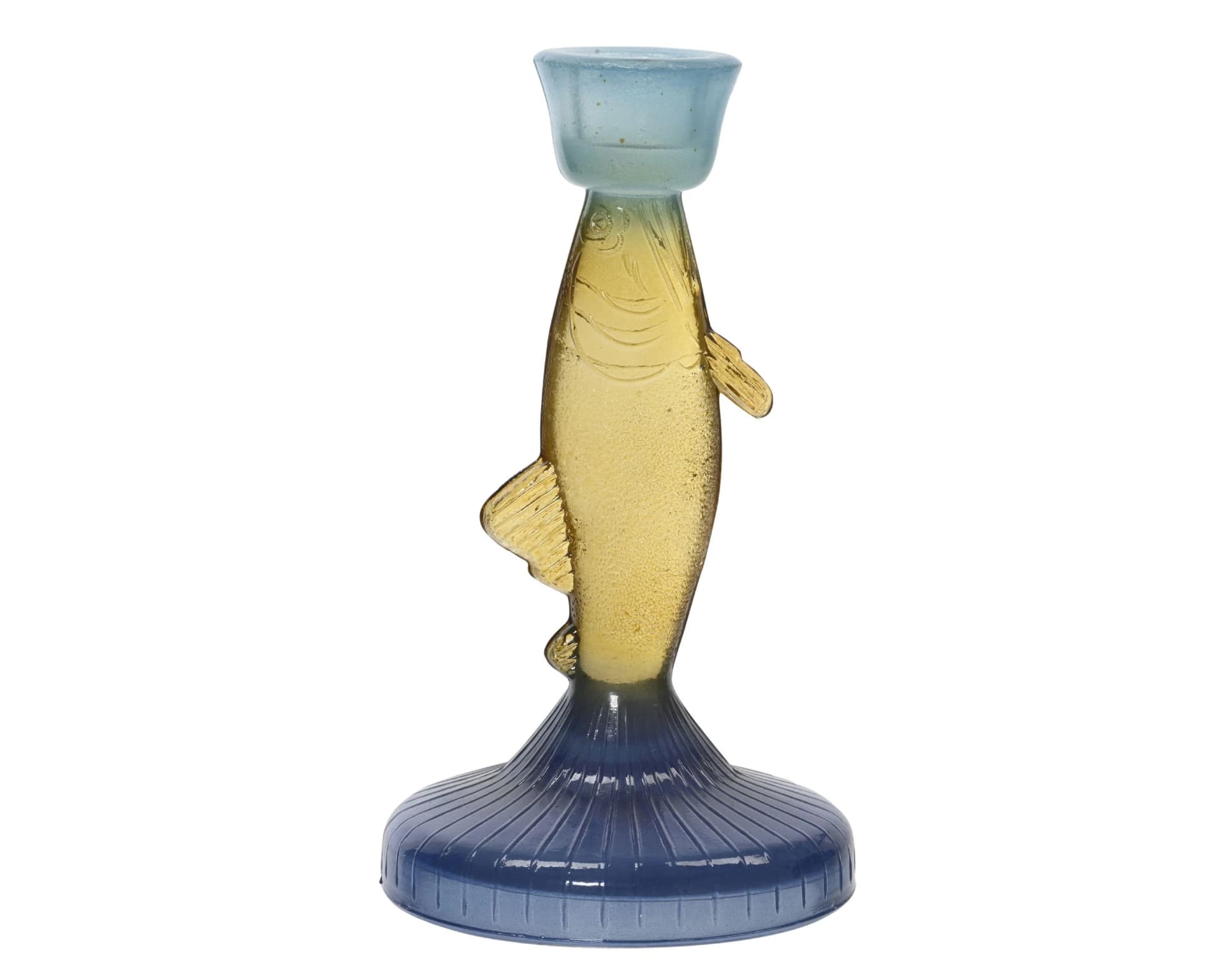 Kerzenhalter FISH Blau Glas