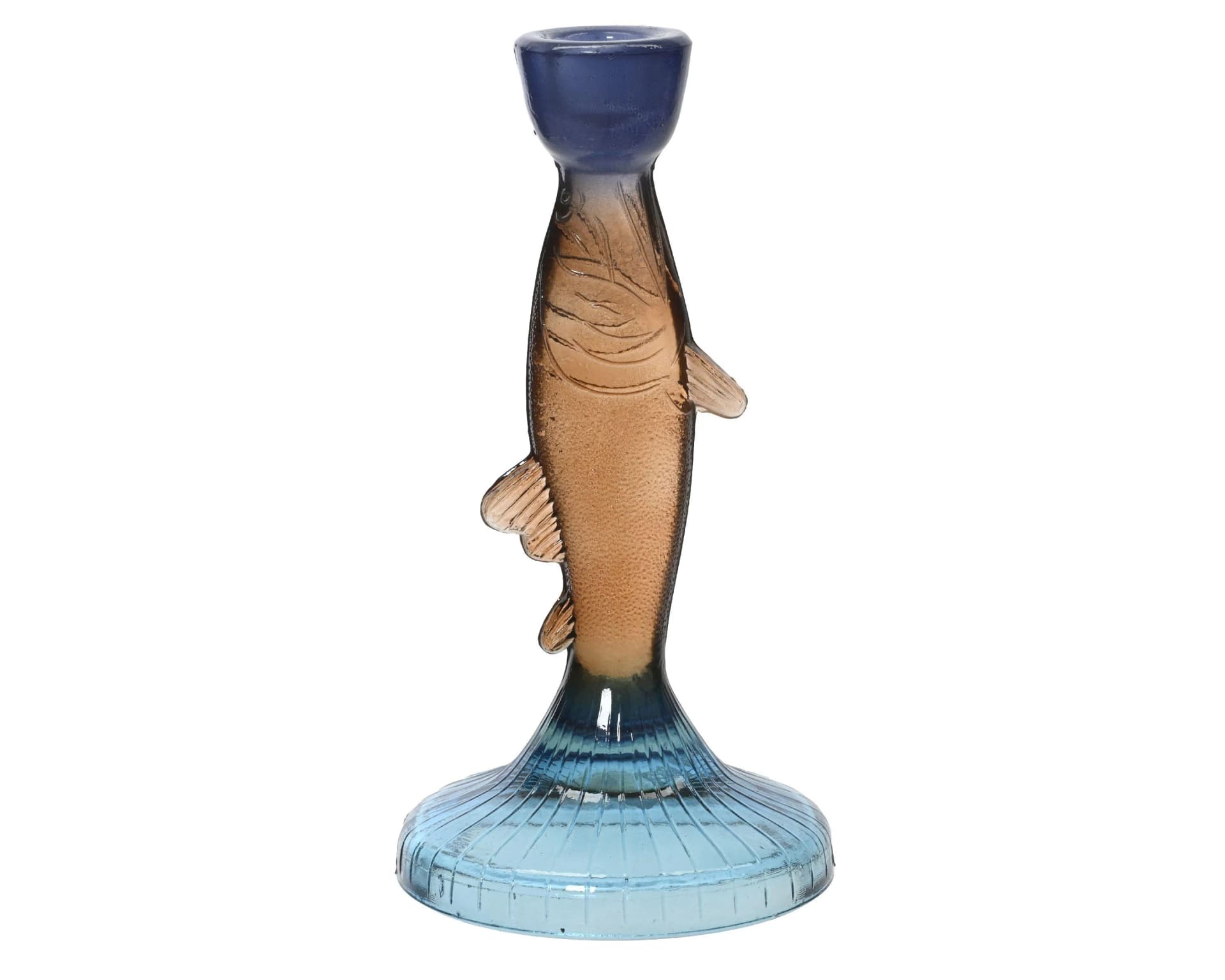 Kerzenhalter FISH Blau Glas