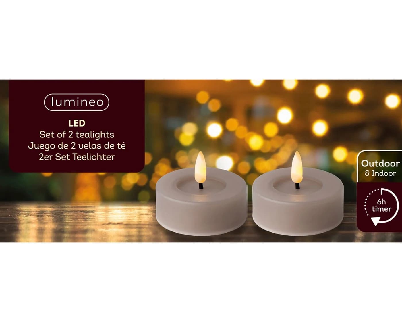Lumineo LED-Kerze LED Teelichter mit Timer Outdoor 6,5x5cm Grau - Bild 5