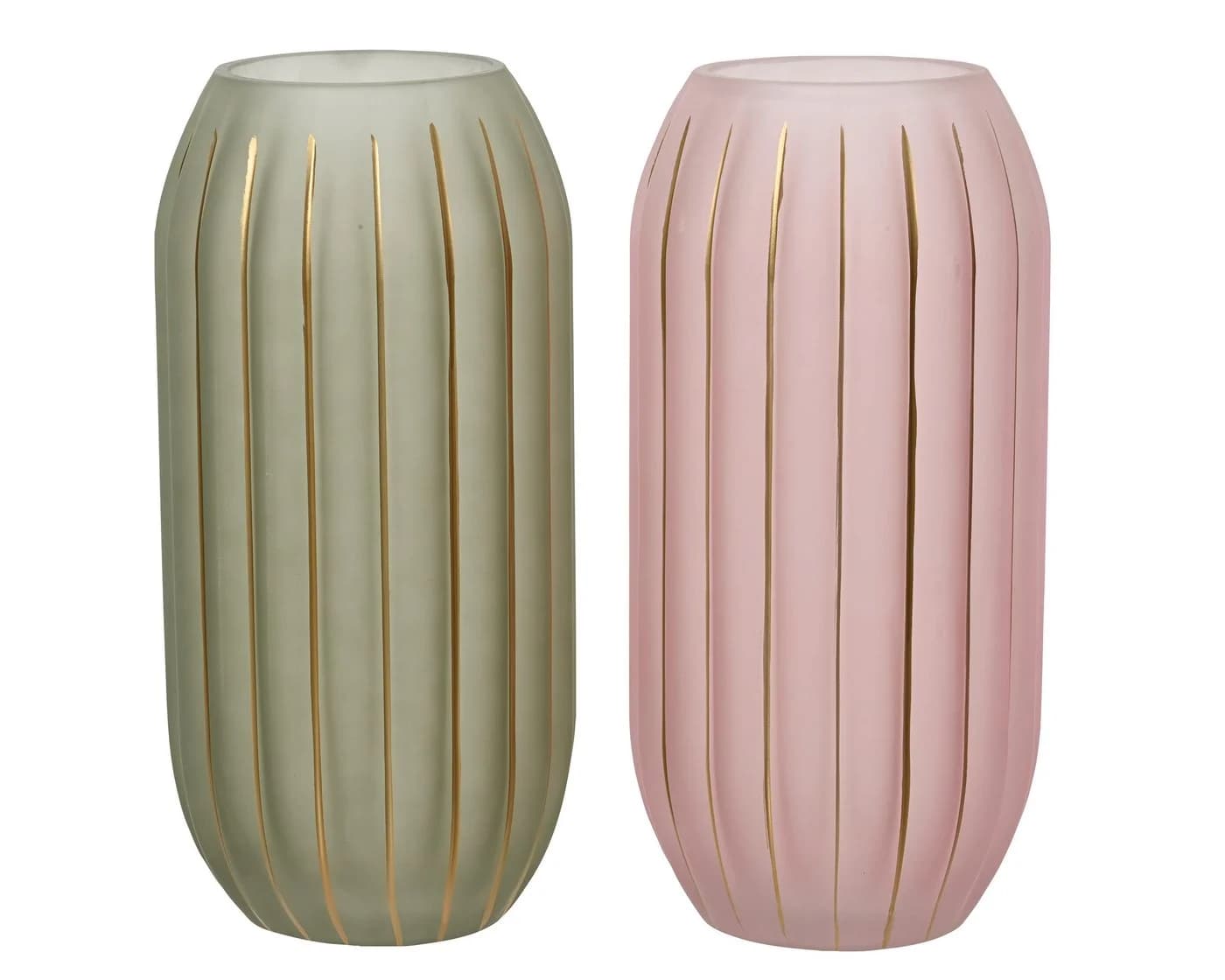 Decoris Tischvase aus Glas 15x30cm Rosa/Grün Sortiert