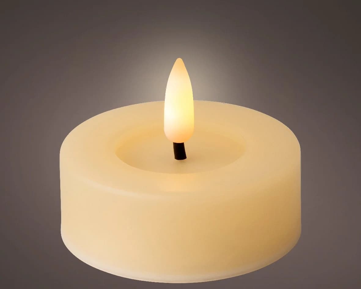Lumineo LED Teelichter mit Timer Creme Warmweiß 2er Set