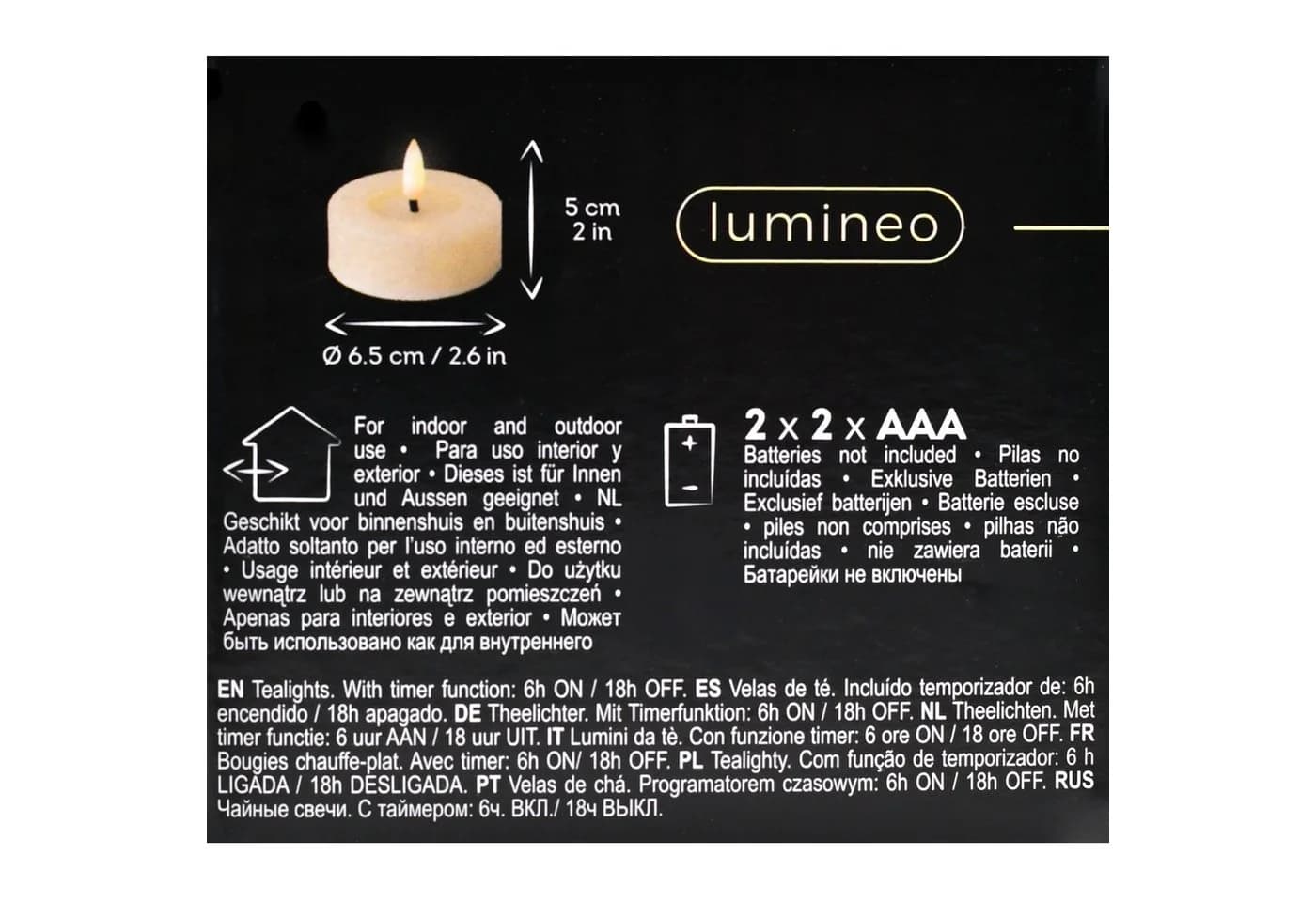 Lumineo LED Teelichter mit Timer Creme Warmweiß 2er Set - Bild 4
