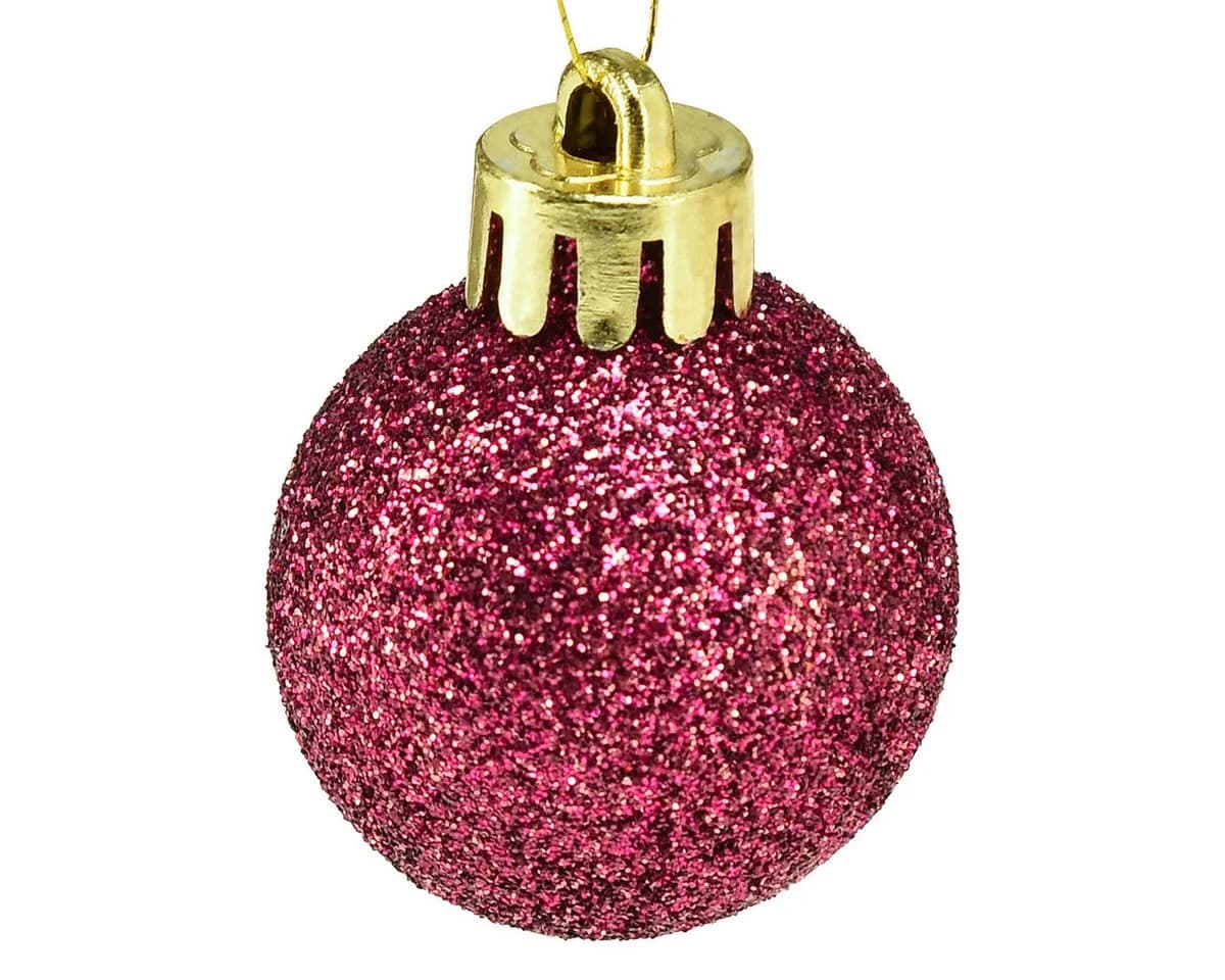 Kaemingk Weihnachtsbaumkugel Bruchfeste Mini-Deko-Kugeln Pink/Gold 14 Stück