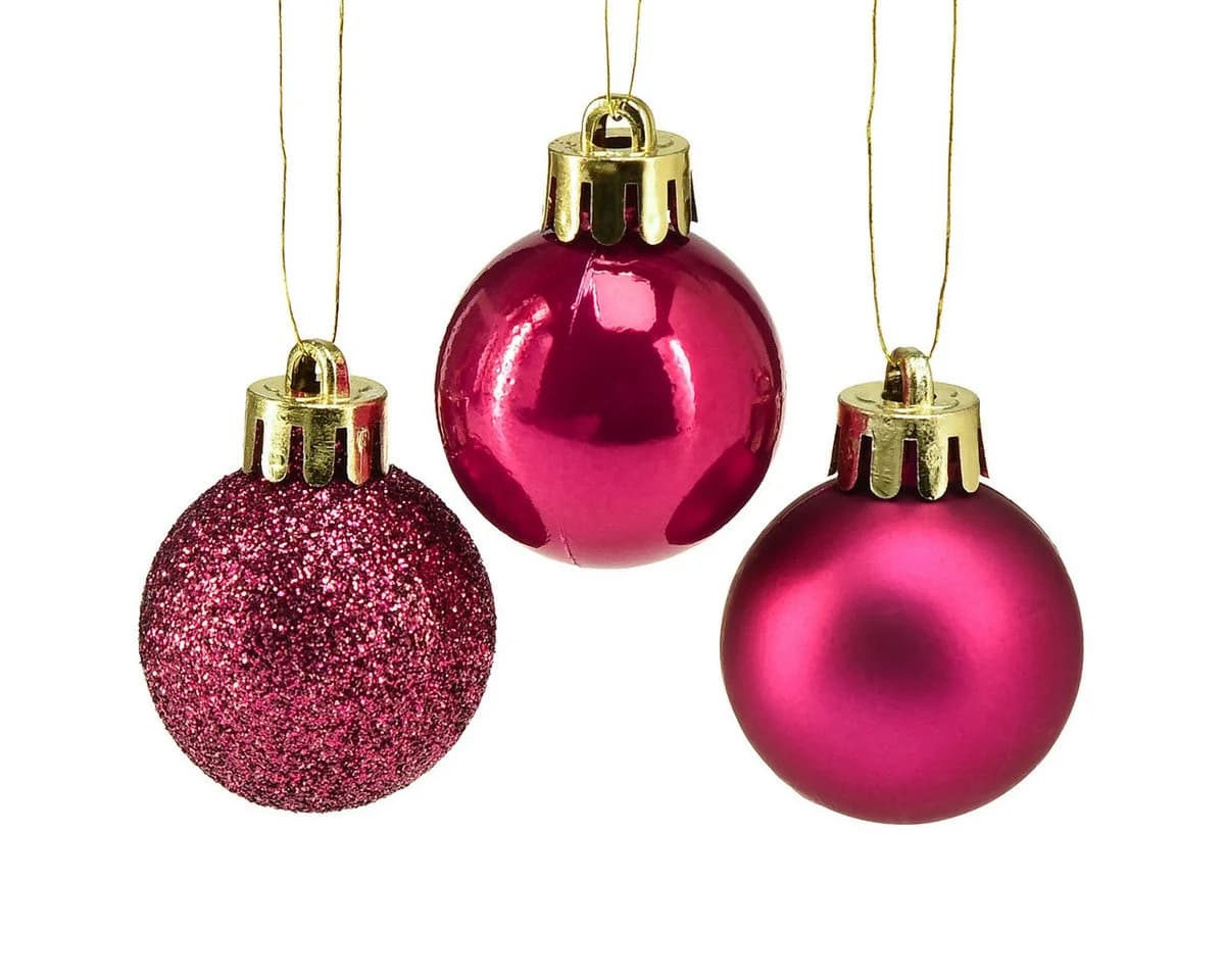Kaemingk Weihnachtsbaumkugel Bruchfeste Mini-Deko-Kugeln Pink/Gold 14 Stück - Bild 2
