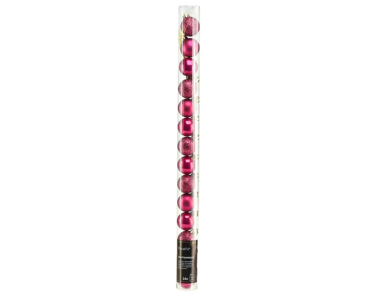 Kaemingk Weihnachtsbaumkugel Bruchfeste Mini-Deko-Kugeln Pink/Gold 14 Stück - Bild 3