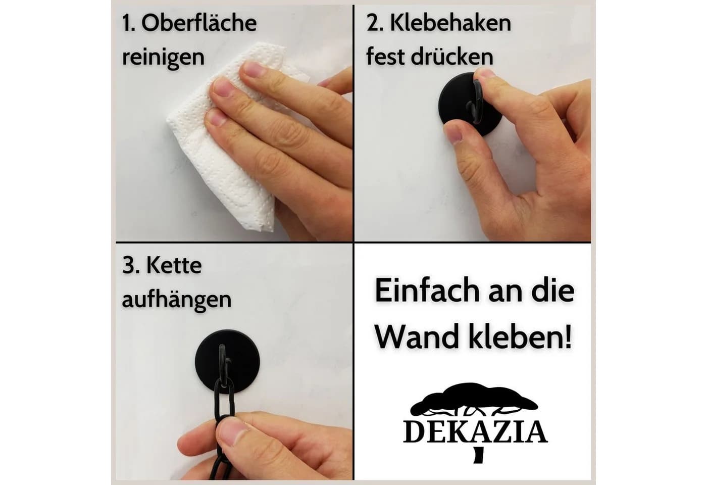 DEKAZIA Toilettenpapierhalter ohne Bohren Holz Edelstahl Schwarz - Bild 3