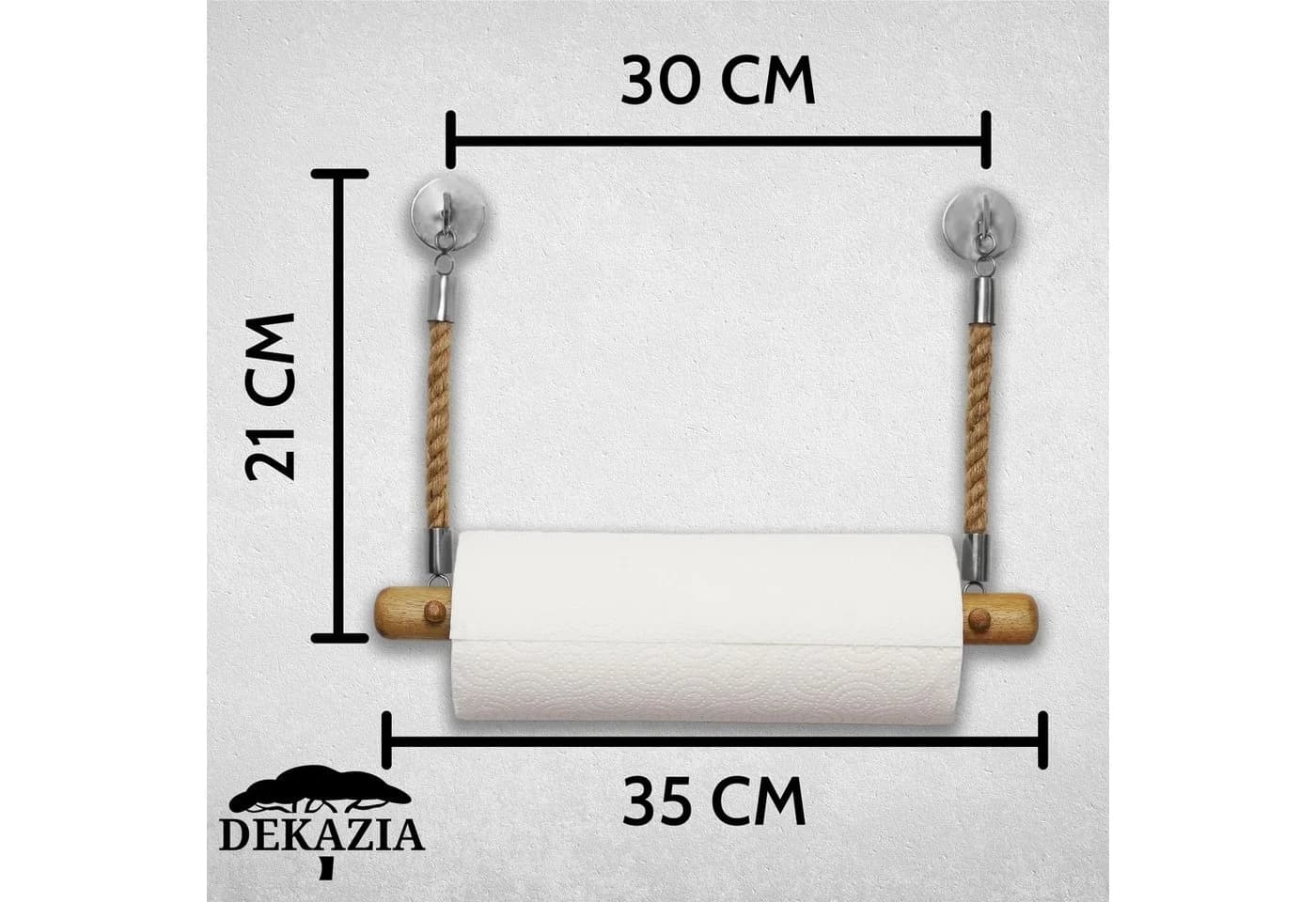 DEKAZIA Küchenrollenhalter ohne Bohren Holz Wandhalter Schwarz Braun - Bild 5