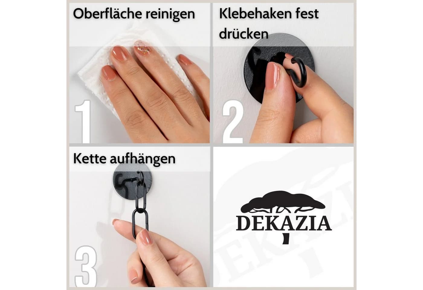 DEKAZIA Toilettenpapierhalter selbstklebend Holz & Edelstahl - Bild 4