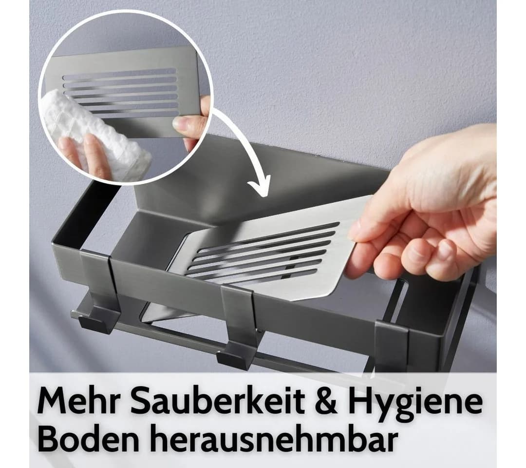 DEKAZIA Duschablage ohne Bohren Grau Edelstahl Selbstklebend - Bild 3