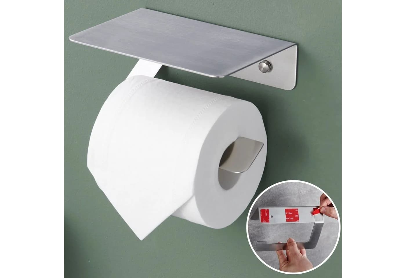 DEKAZIA Toilettenpapierhalter Edelstahl Selbstklebend - Bild 2