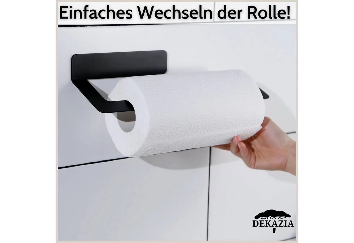 DEKAZIA Küchenrollenhalter Selbstklebend Schwarz-Matt Edelstahl - Bild 4