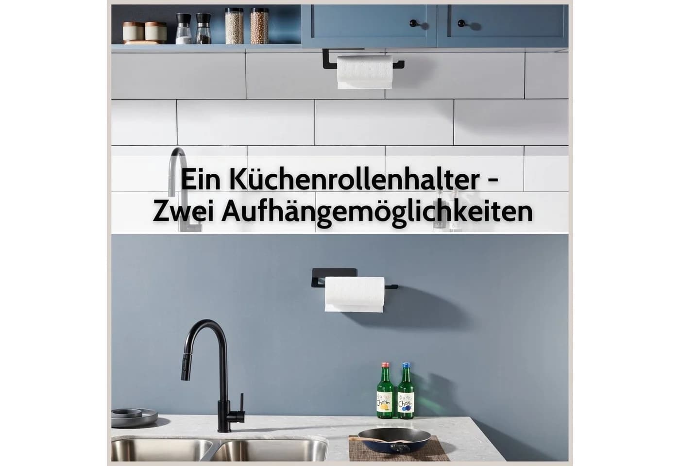 DEKAZIA Küchenrollenhalter Selbstklebend Schwarz-Matt Edelstahl - Bild 5