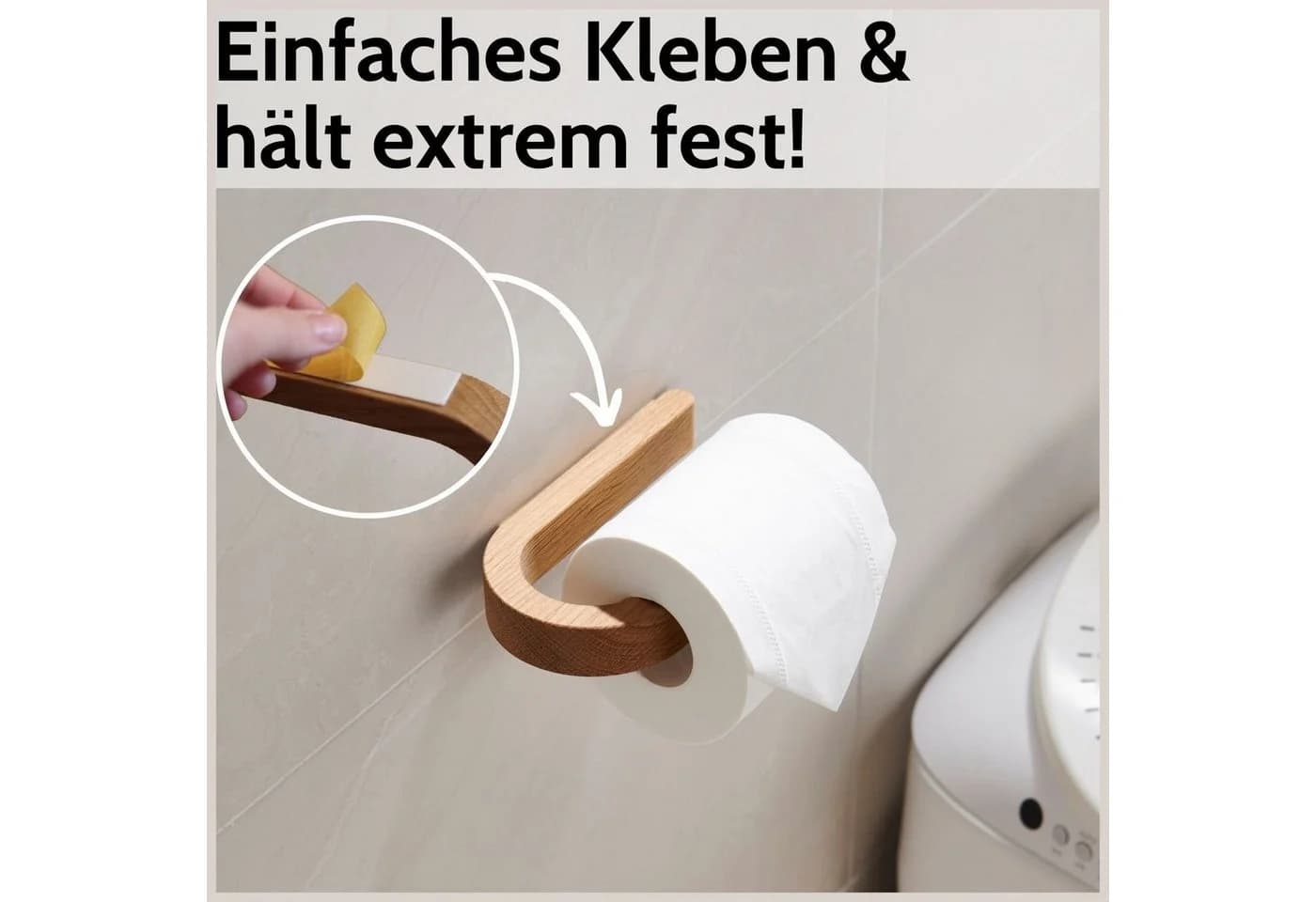 DEKAZIA Toilettenpapierhalter Selbstklebend Eichenholz Made in Germany