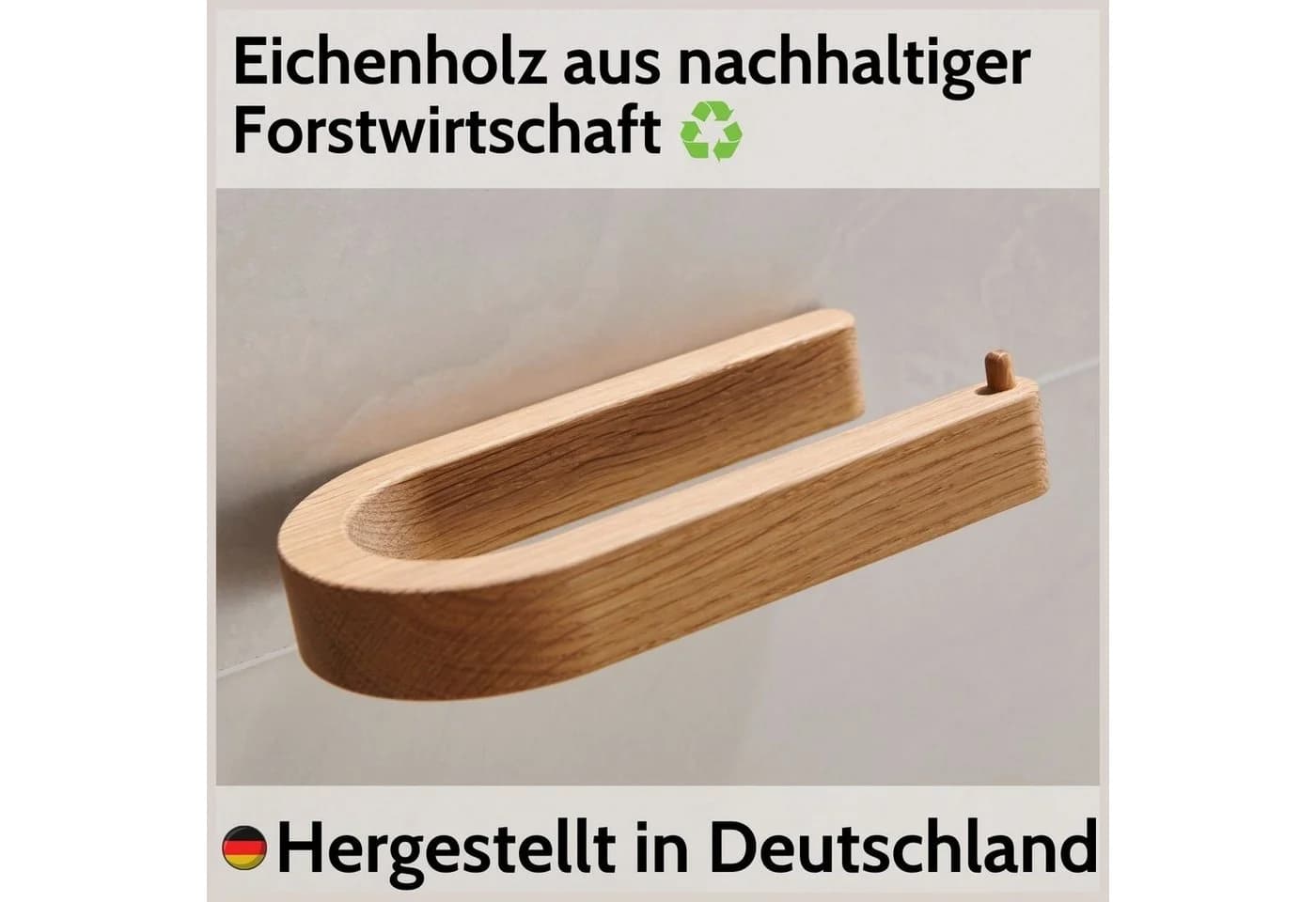 DEKAZIA Toilettenpapierhalter Selbstklebend Eichenholz Made in Germany - Bild 3