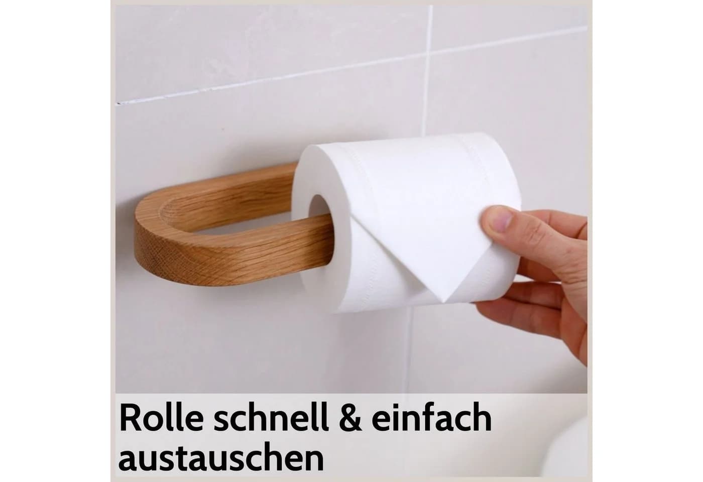 DEKAZIA Toilettenpapierhalter Selbstklebend Eichenholz Made in Germany - Bild 4