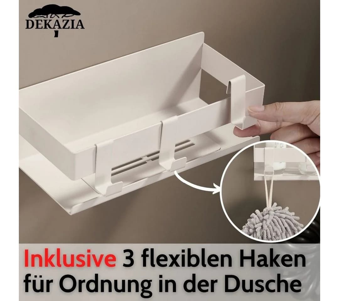 DEKAZIA Duschablage ohne Bohren Edelstahl Schwarz/Grau/Silber - Bild 3