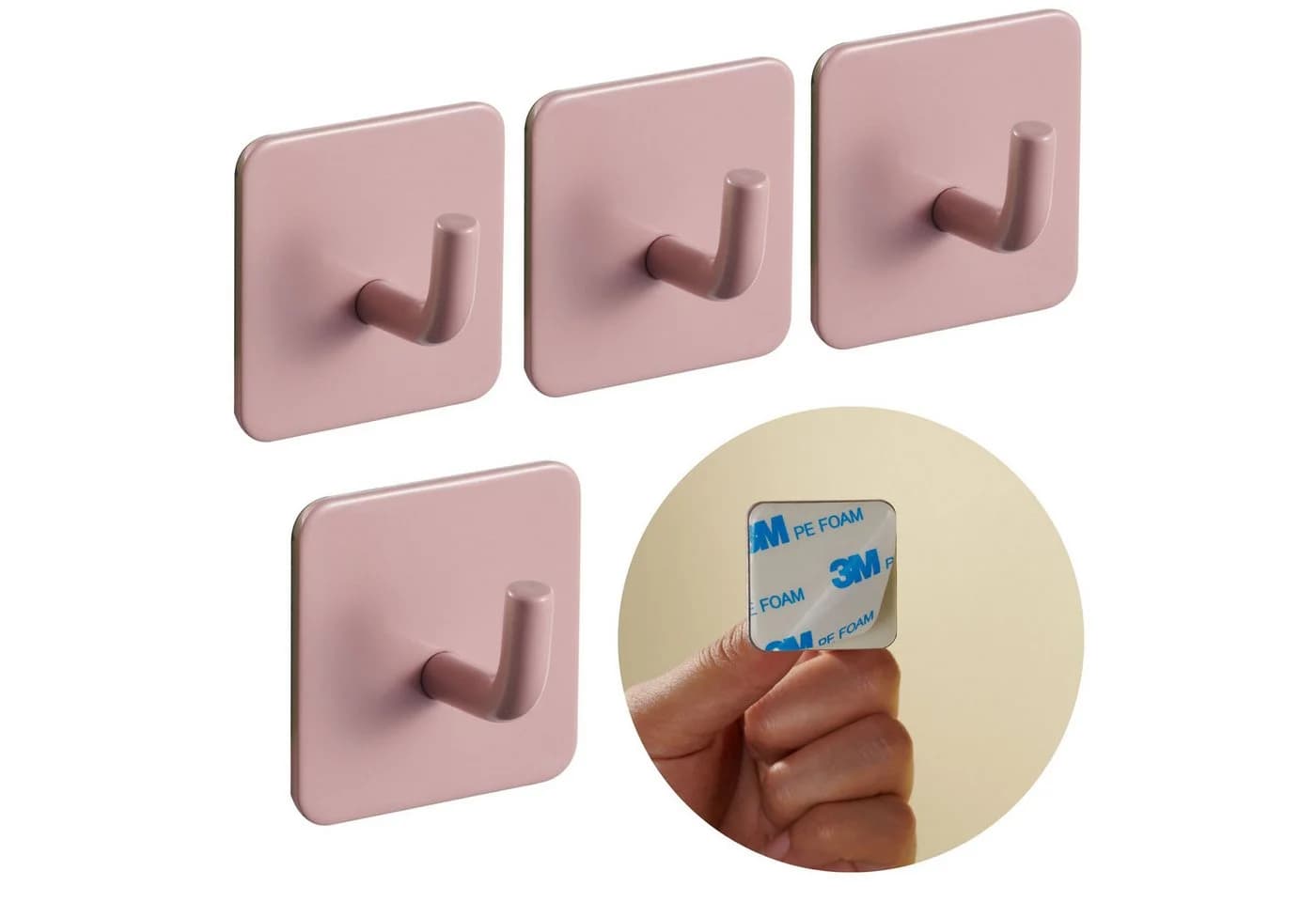 DEKAZIA Klebehaken 4-tlg. Rosa Edelstahl Wandhaken selbstklebend - Bild 2