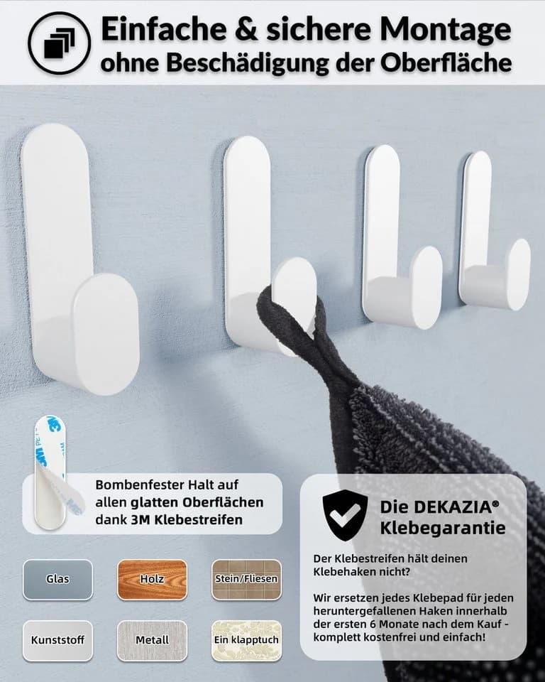 DEKAZIA Deckenhaken selbstklebend Edelstahl 4er Set - Bild 3
