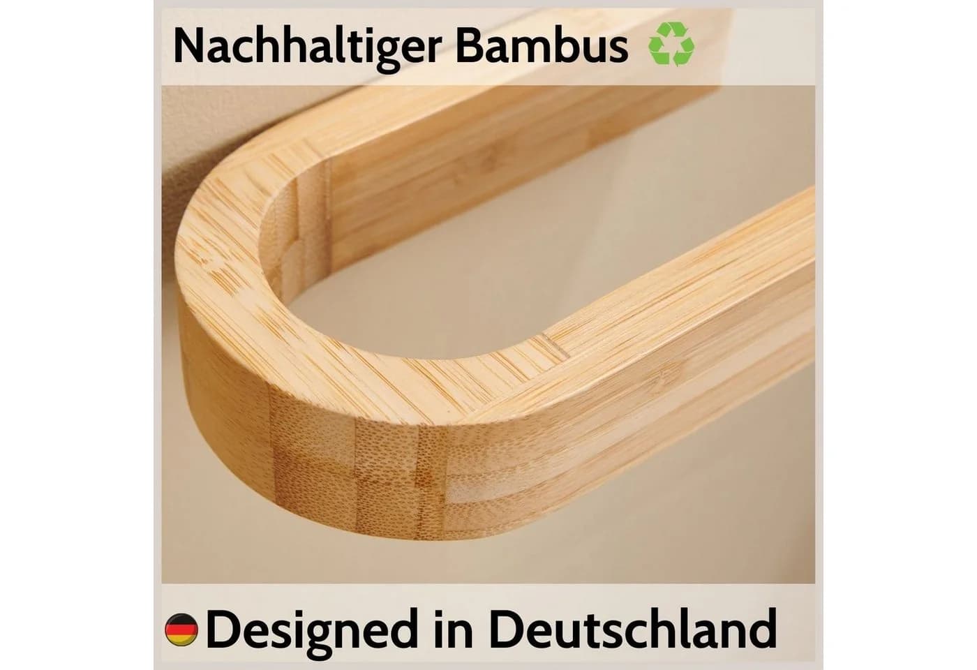 DEKAZIA Toilettenpapierhalter Bambus Selbstklebend Ohne Bohren - Bild 3