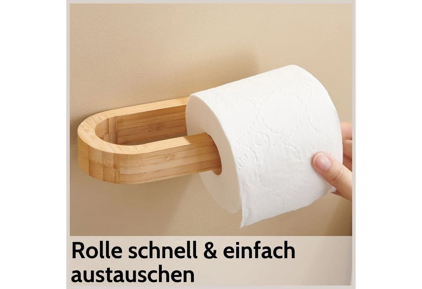 DEKAZIA Toilettenpapierhalter Bambus Selbstklebend Ohne Bohren - Bild 4