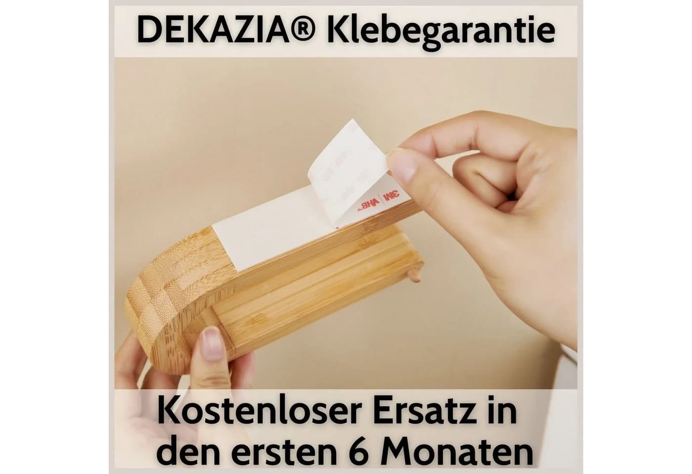 DEKAZIA Toilettenpapierhalter Bambus Selbstklebend Ohne Bohren - Bild 5