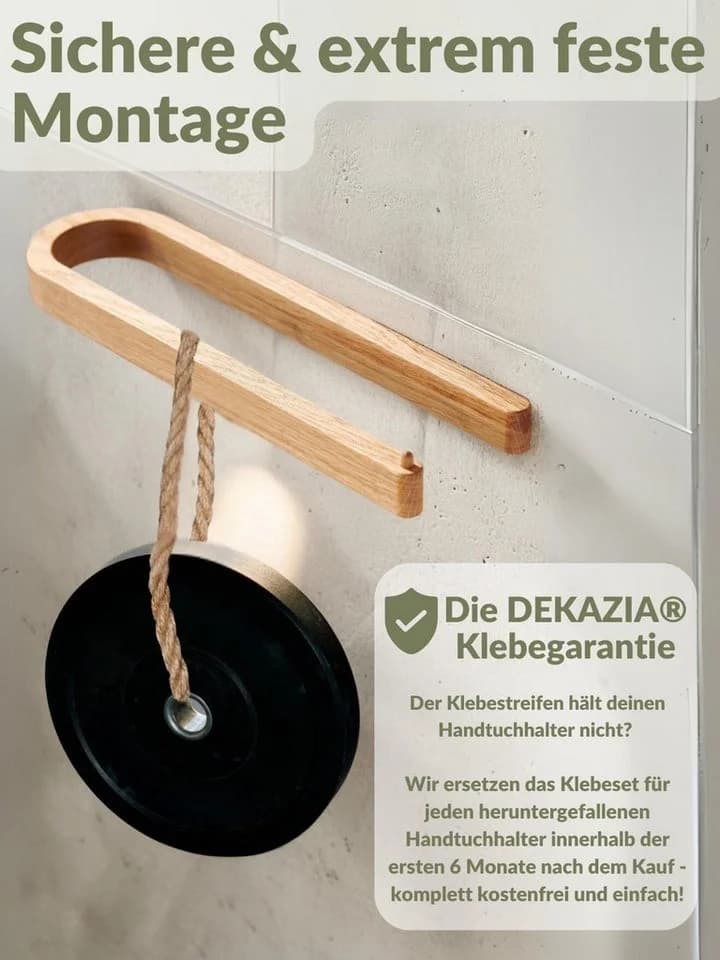 DEKAZIA Handtuchhalter massiv Eiche Kleben/Bohren Bad - Bild 4