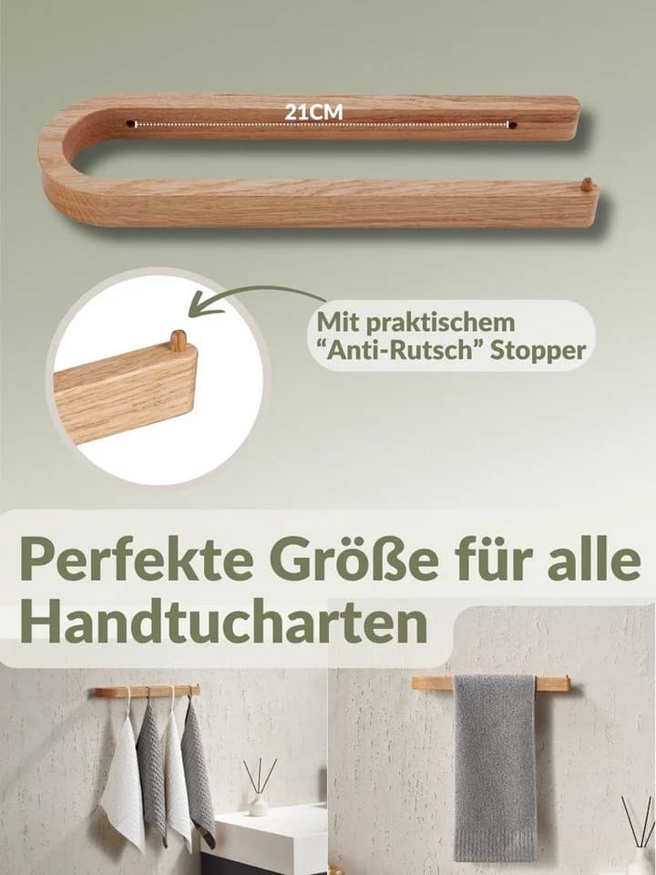 DEKAZIA Handtuchhalter massiv Eiche Kleben/Bohren Bad - Bild 5