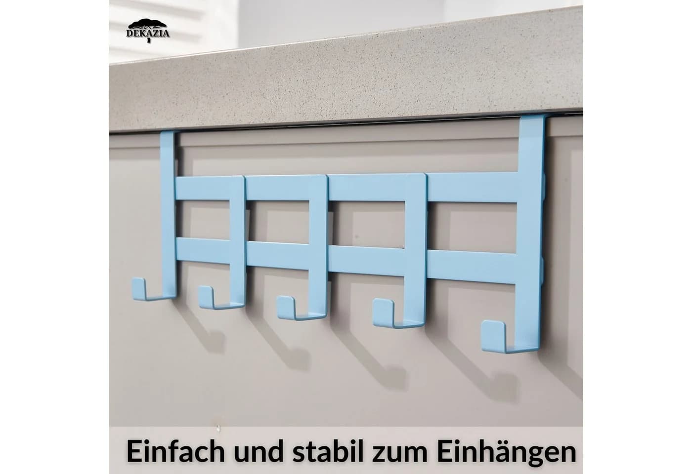 DEKAZIA Türgarderobe Blau - Türhaken Garderobe mit Filzpads - Bild 1