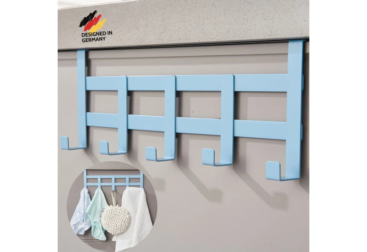 DEKAZIA Türgarderobe Blau - Türhaken Garderobe mit Filzpads - Bild 2