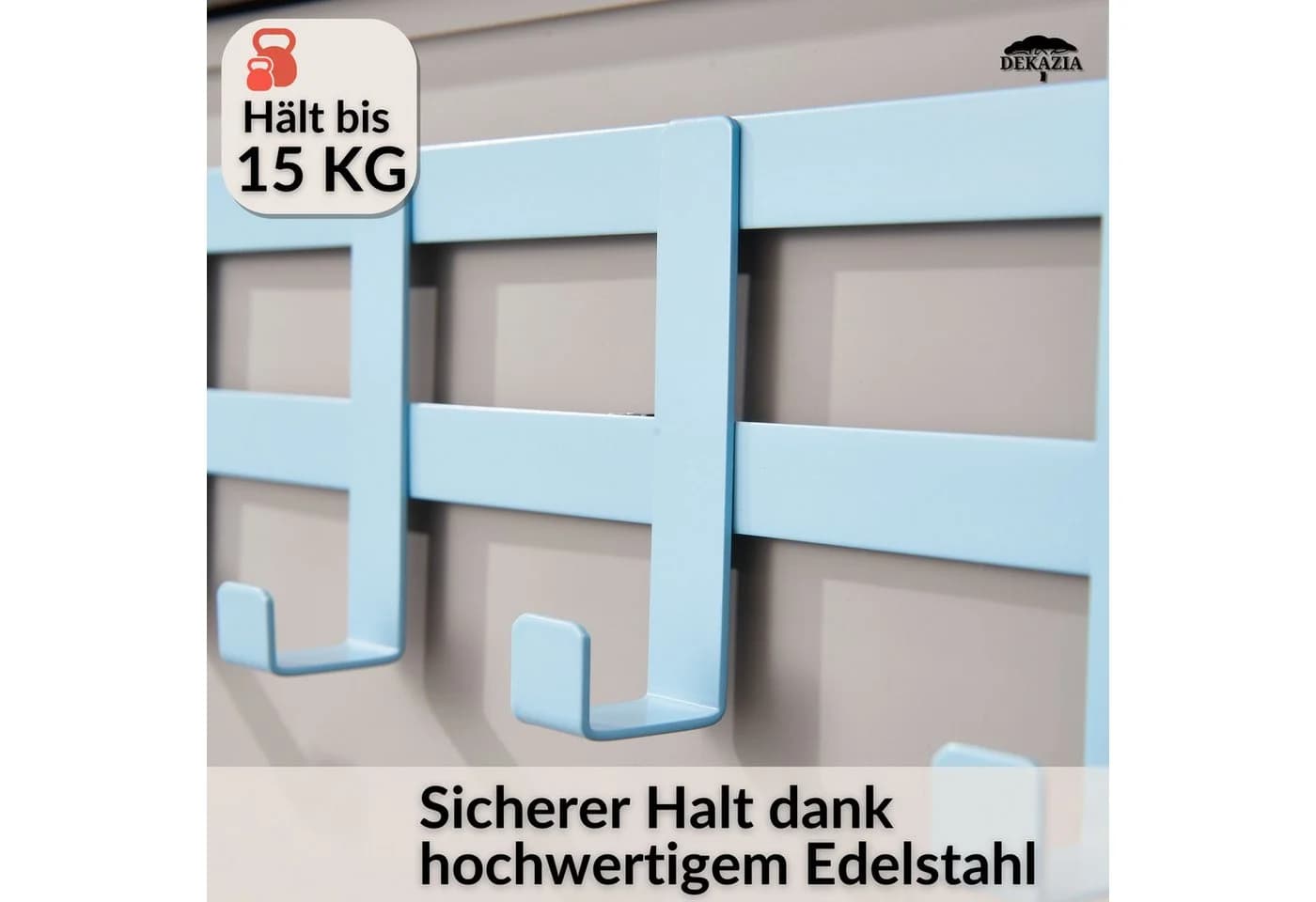 DEKAZIA Türgarderobe Blau - Türhaken Garderobe mit Filzpads - Bild 3