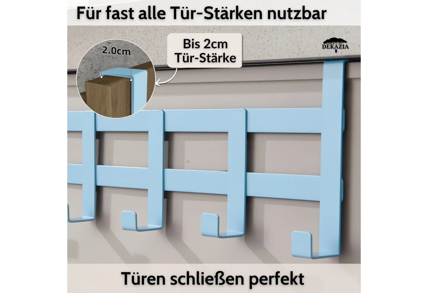 DEKAZIA Türgarderobe Blau - Türhaken Garderobe mit Filzpads - Bild 5